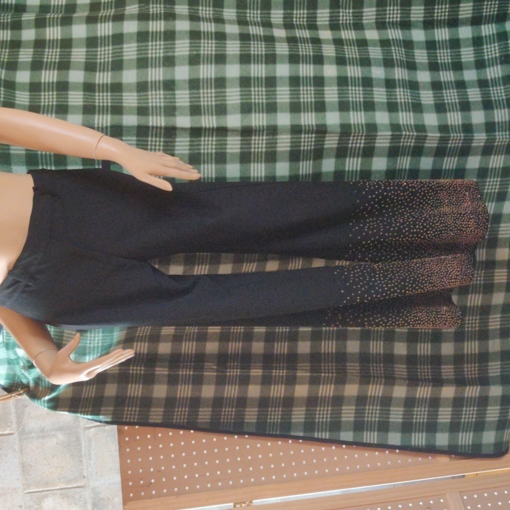 Maxou wide leg black slacks with obra gold detailing size 2